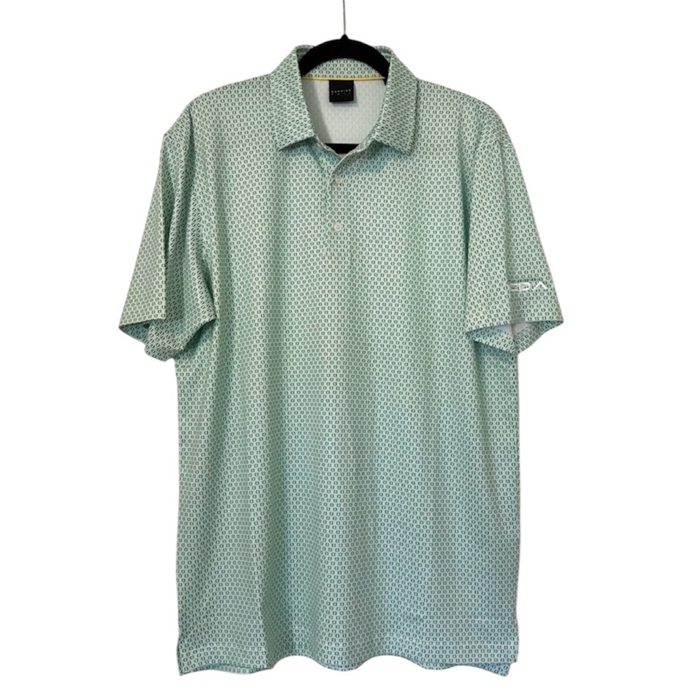 Dunning Golf Horseshoe Print Short Sleeve Golf Polo Mens Medium Green